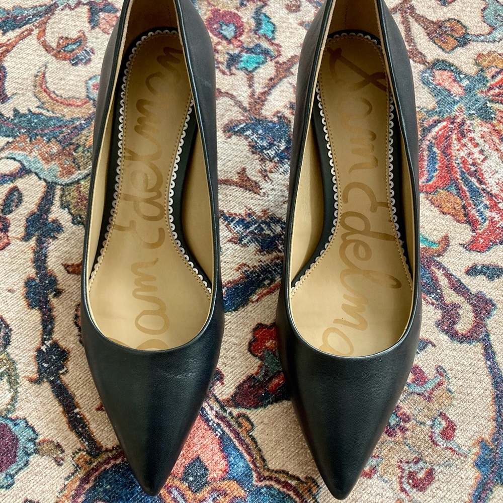 Sam Edelman black leather kitten heels